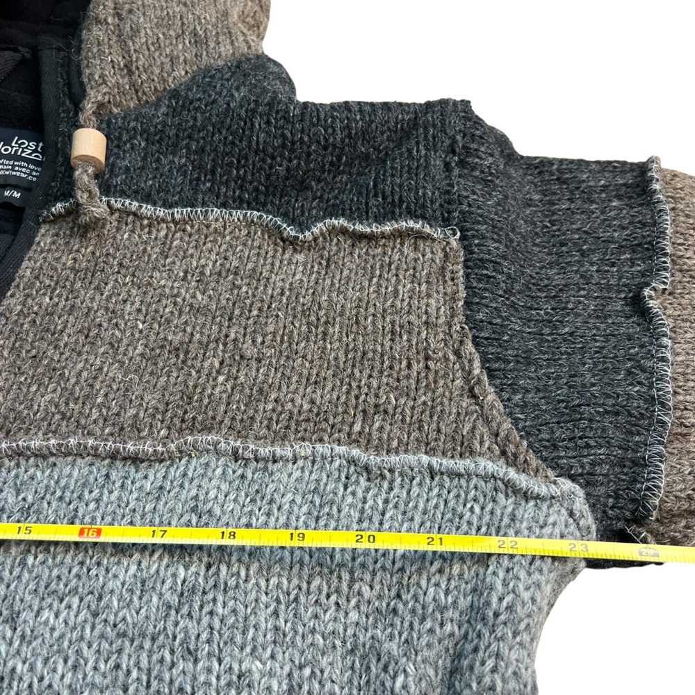 Lost Horizons NEW Selkirk Wool Fleece Line Hooded Patchwork Sweater Men’s M - Picture 4 of 12